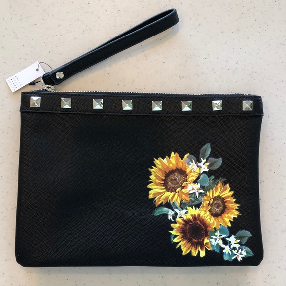 NWT purse clutch black sunflower White House black market